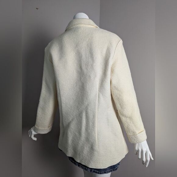 Vintage Cream Wool Blend Jacket Women’s Sz 10 Classic Minimalist 90s Style - Picture 2 of 11